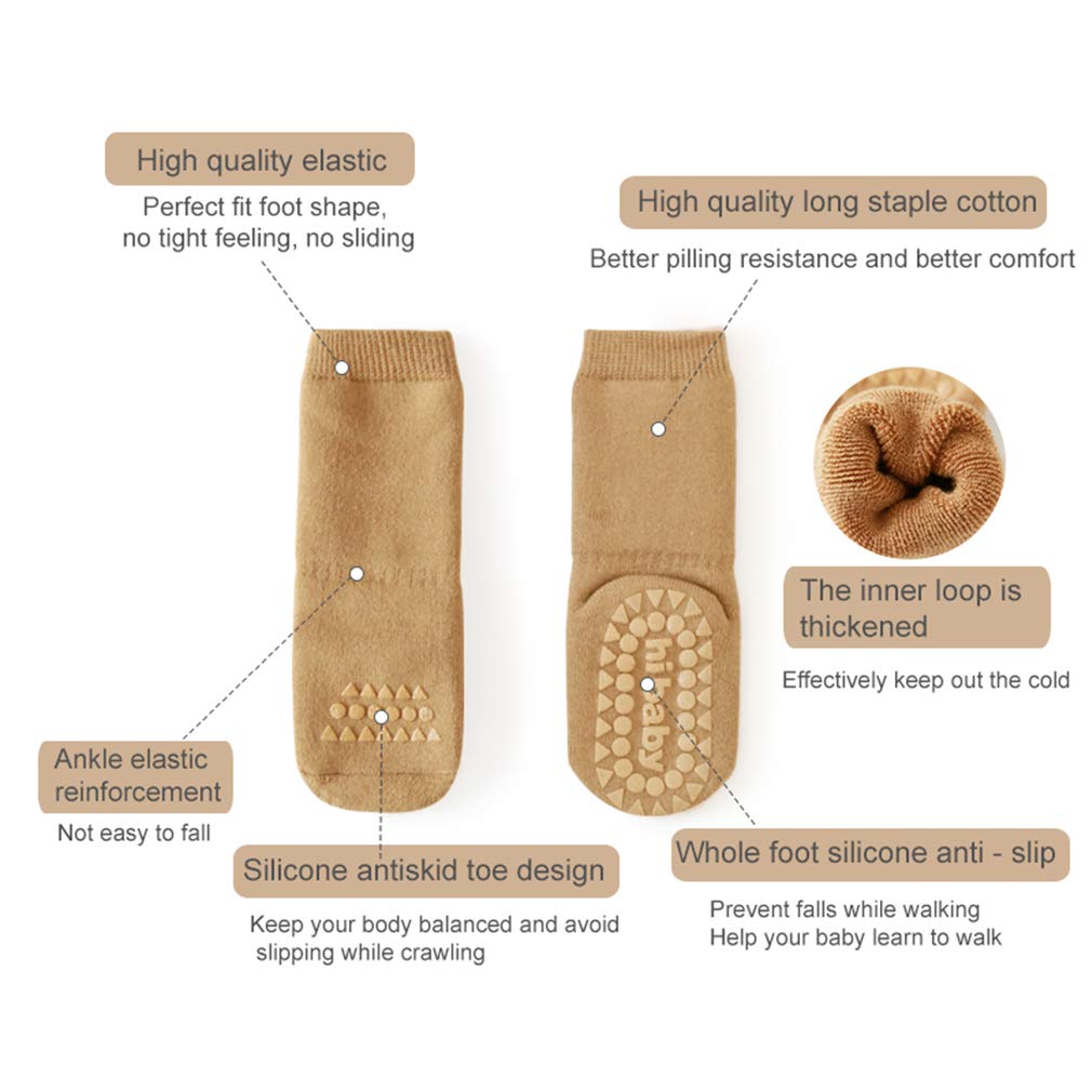 Baby Non Slip Grip Socks Toddler Knee High Anti Skid Crew Slipper Crawling Socks For Girls Boys Newborn (M(1-3T))