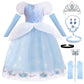 Itvti Princess Cinderella Costume For Girls Halloween Carnival Fancy Dress For Cosplay, Light Blue, 4-5 Years(Tag 120)
