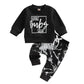 Baby Boy Clothes 3 6 9 12 18 24M 3T Pants Set Hooded Patchwork Hoodie Striped Sweatpants Fall Winter Outfit (Black-Tie Dye, 3-6