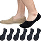Mens Truly No Show Socks Women Cotton Low Cut Invisible Socks Non Slip, 6 Pairs, Black, 1014