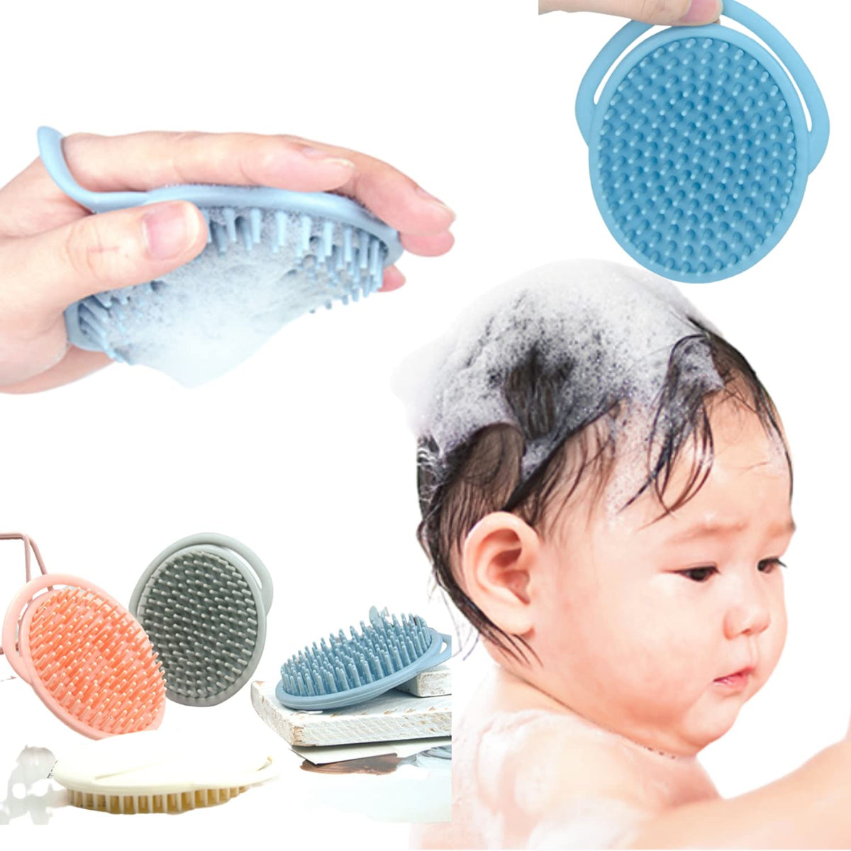 ERSIQI Toddler Hair Brush, Baby Bath Brush Scalp Massager Shampoo Brush Cradle Cap Comb Head Scrubber,Newborn Bath Essentials Ba