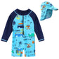 Huaaniue Baby/Toddler Boy Swimsuit Rashguard Swimwear Long Sleeve One-Piece Car With Hat 2-3 T