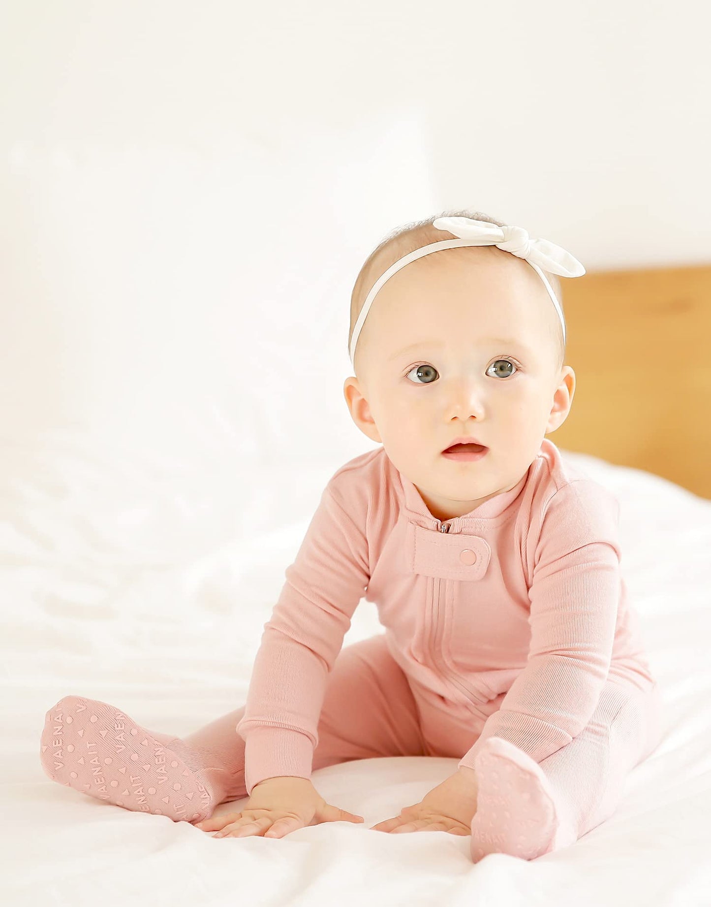 Vaenait Baby Toddler Boys Girls Solid Footie Pajama Cozy Modal Milkpink 0-3M