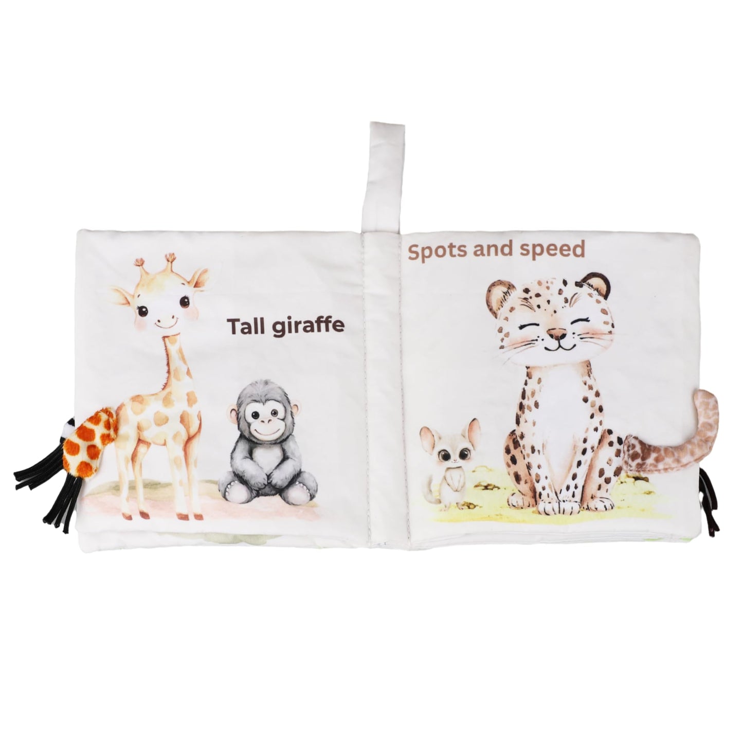 Ali+Oli Baby Cloth Book - Soft Sensory Crinkle Book with Textured Tails for Infants 0-12 Months - Early Learning Touch & Feel Tu