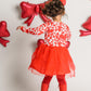 Vieille 5T Girls Valentines Day Tutu Dress Long Sleeve Love Heart Red Tulle Dress Spring Holiday Party Outfits Size 6