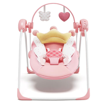 Baby Swings for Infants, Baby Girl Swing for Newborn, Portable Infant Swing with Music, Adaptable Speed, Timing, Soft Cushion, 0