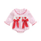Seyurigaoka Infant Baby Girl Outfit Pink Gingham Bubble Romper Bow Smocked Bodysuit Cute Smocked Clothes (Pink Plaid, 6-12 Month