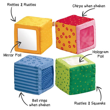 HABA Happy Quartett Soft Block Set Each with a Unique Sound for Ages 6 Months and Up