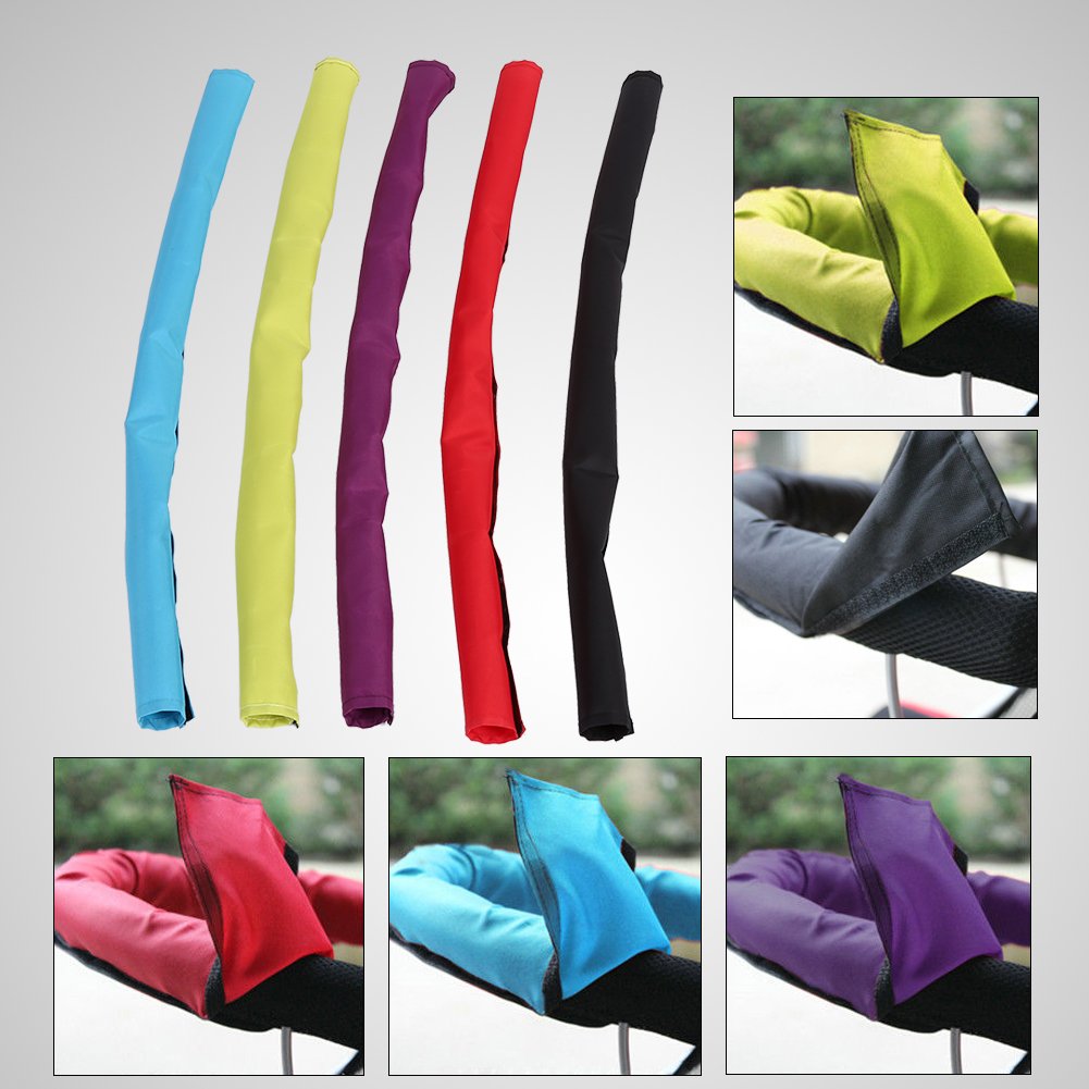 Fdit 5Pcs Baby Pushchair Stroller Fabric Handle Bar Waterproof Pushchair Handlebar Warmer Gloves Cover (Red)