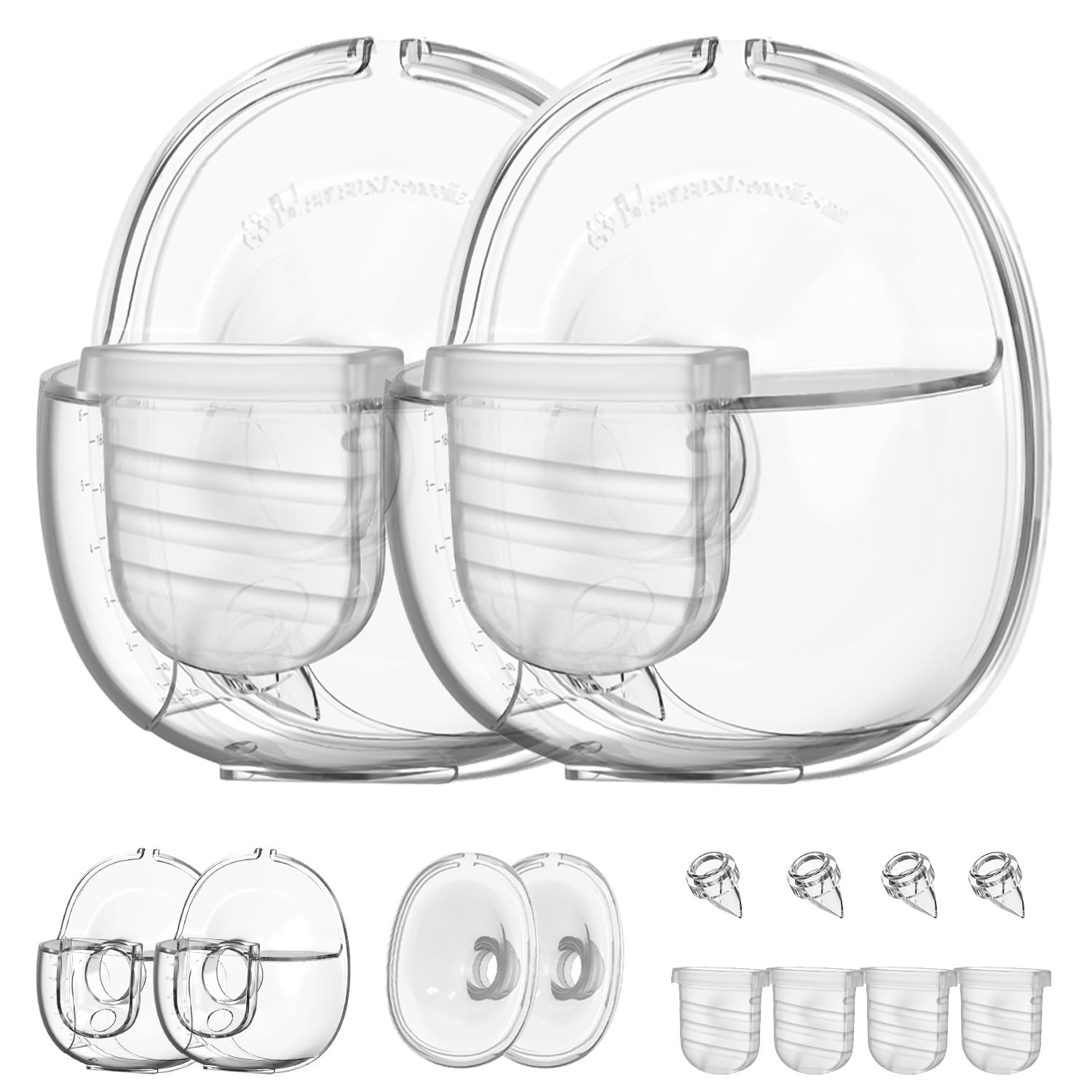Wearable Breast Pump Parts Include Duckbill Valve, Silicone Diaphragm, 24mm Flange, Milk Collector Cup Compatible with Lansinoh 
