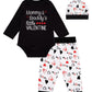 Lensous Newborn Infant Baby Boys Girls Mommy&Daddy'S Little Valentine Outfits Romper Pants Set(Black,6-12Months)