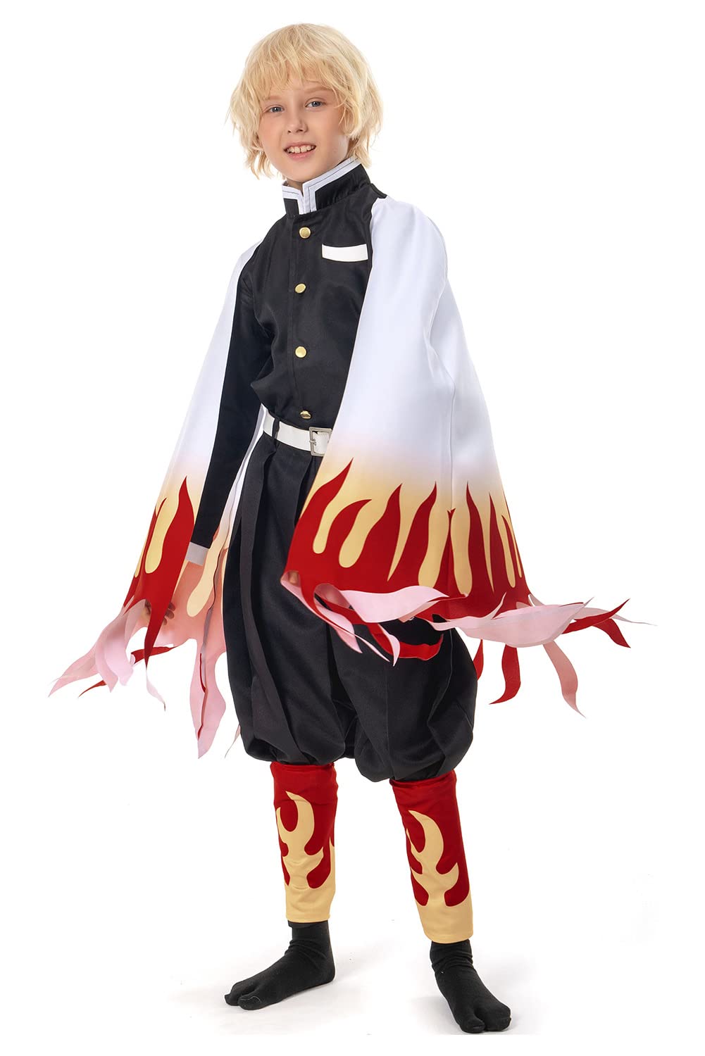 Seaehey Kids Rengoku Kyoujurou Japanese Anime Kimono Outfit Halloween Costume,Large
