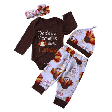 3Pcs Cute Infant Baby Girl Boy Halloween Thanksgiving Clothes Pumpkin Romper With Hat And Long Pants Outfits Set (6-9 Months, Br
