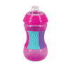 Nuby No Spill Sili Bands 10Oz Soft Spout Cup With Textured Easy Grip Silicone Band - Pink