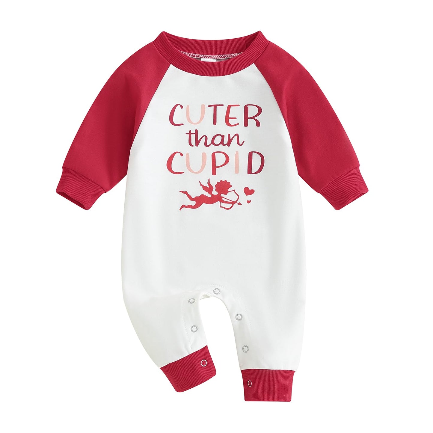 Karuedoo Newborn Baby Boy Girl Valentines Day Outfit Heart Embroidery Long Sleeve Romper Jumpsuit Bodysuit One-Piece Outfit (E-C