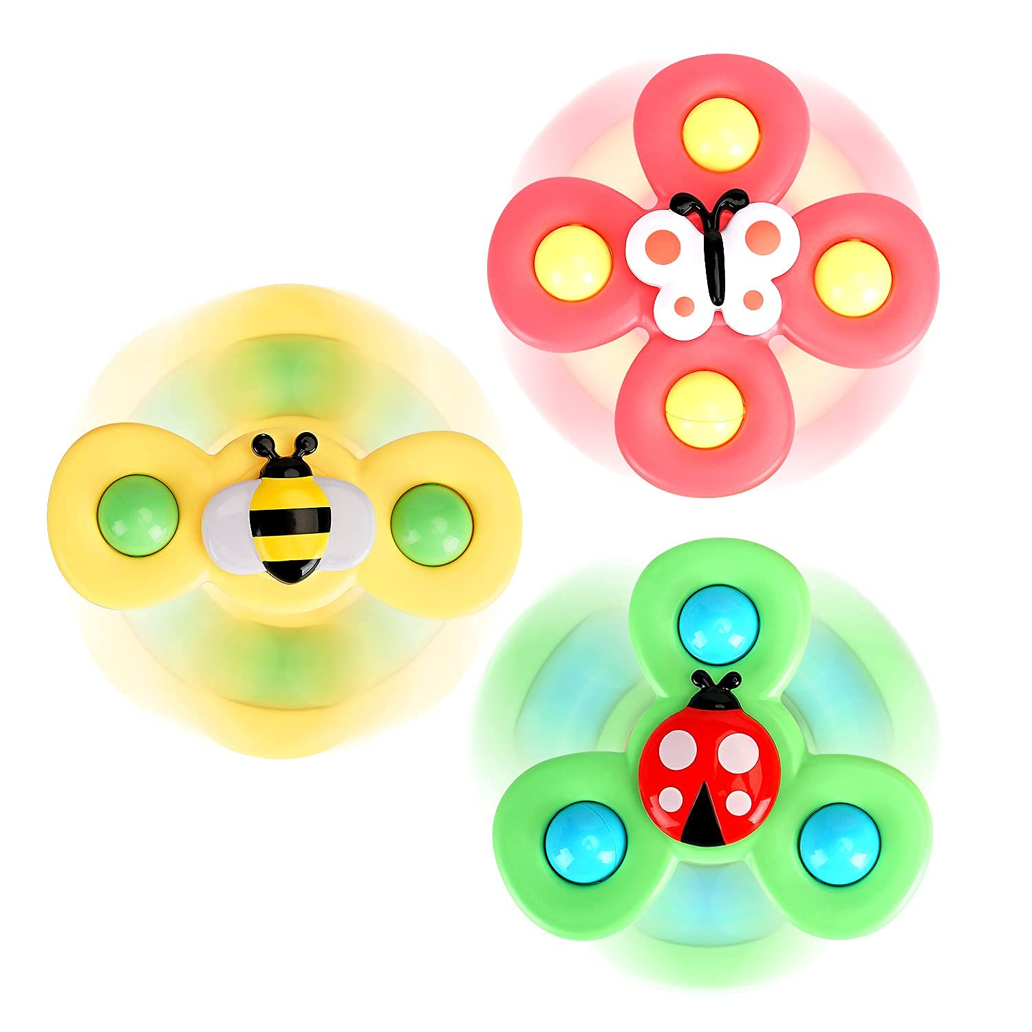 3Pcs Suction Cup Spinner Toys For 1 2 Year Old Boys|Spinning Top Baby Toys 12-18 Months|First Birthday Baby Gifts For 1 Year Old