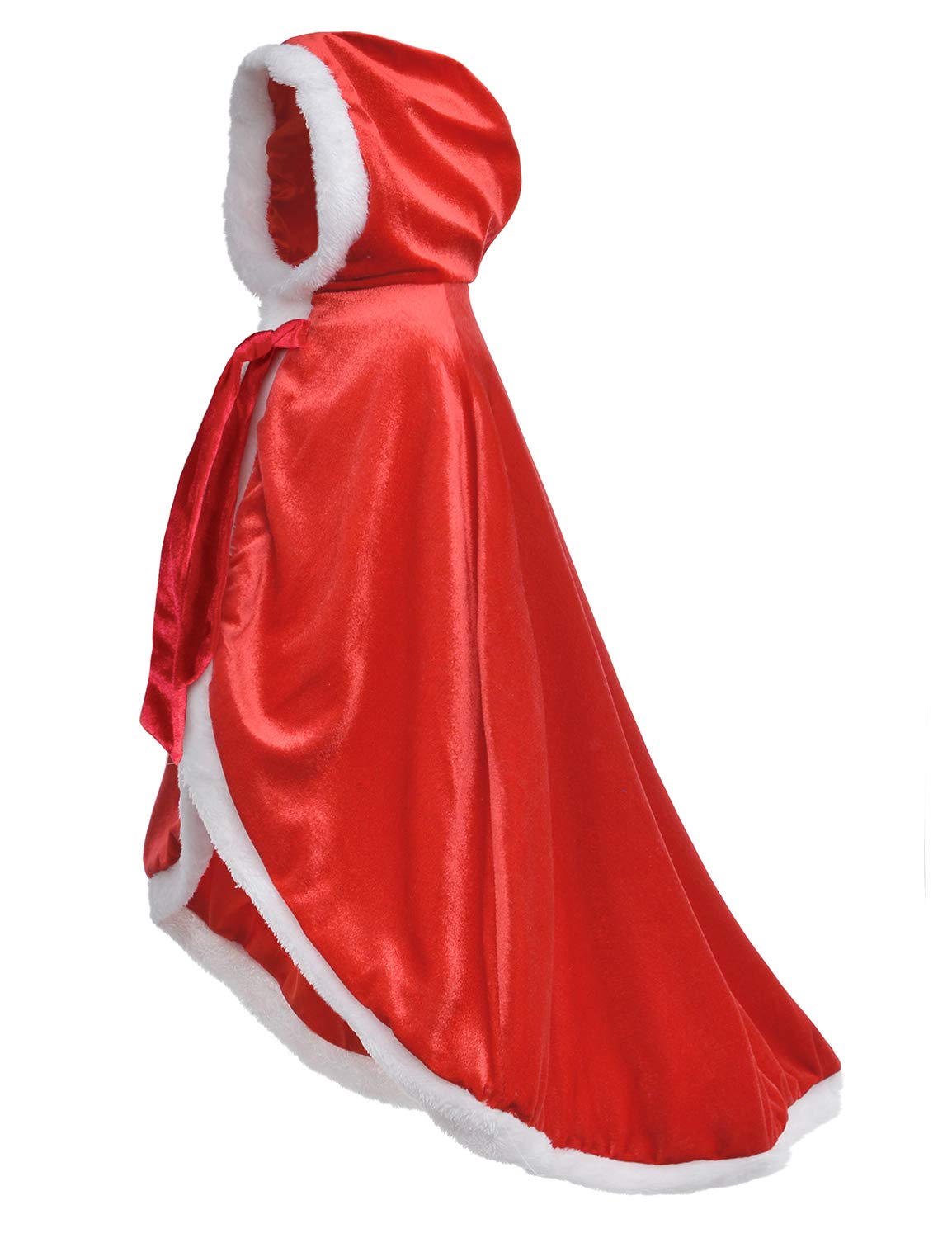 Little Red Riding Christmas Fur Princess Cape Hood Cloaks Costume For Girls 3-4 Years(110Cm)