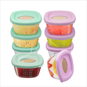 Silicone Baby Food Storage Containers, 4 Oz Baby Food Jars, Snack Containers With Leak Proof Airtight Lids, Freezer, Microwave A