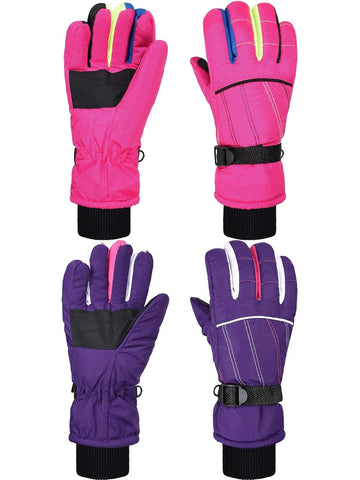 Hicarer 2 Pairs Kids Waterproof Winter Snow Gloves For Boys Girls Child Toddler Warm Ski Gloves For Cold Weather