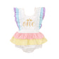Newborn Infant Baby Girl One 1St Birthday Ruffle Sleeveless Romper Tutu Dress Jumpsuit Bodysuit Cake Smash Outfits (White-Crown,