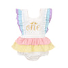 Newborn Infant Baby Girl One 1St Birthday Ruffle Sleeveless Romper Tutu Dress Jumpsuit Bodysuit Cake Smash Outfits (White-Crown,