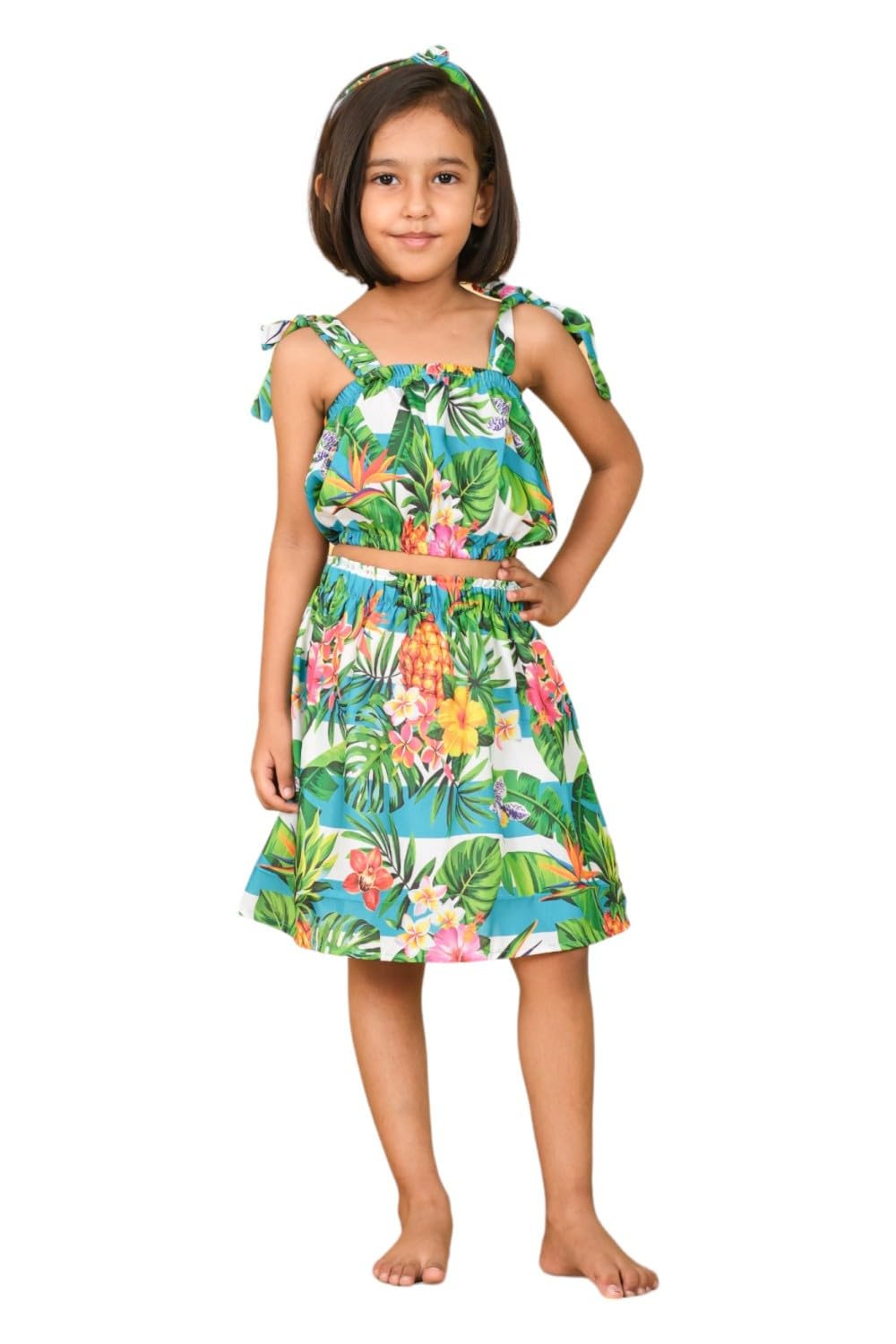 Faiseanta Pure Cotton Top and PajamaTwo Piece Set for Girls