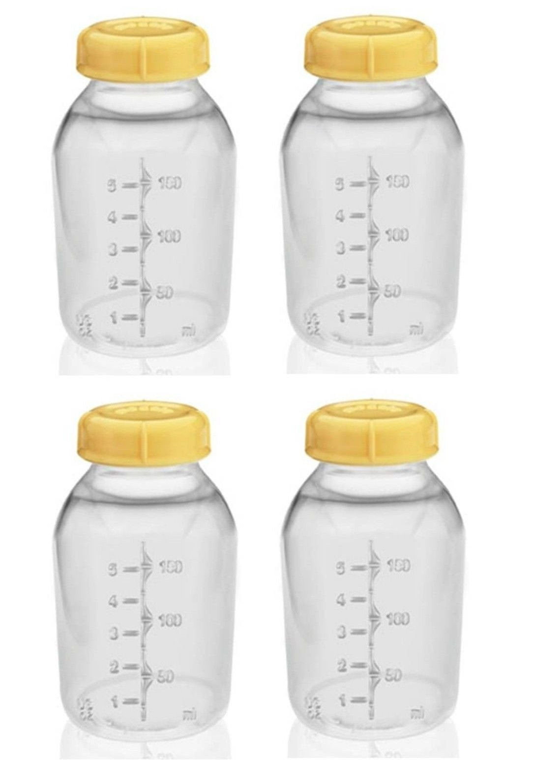 Medela Breast Milk Collection Storage Feeding Bottle W/Lid 5 Oz/ 150 Ml X4