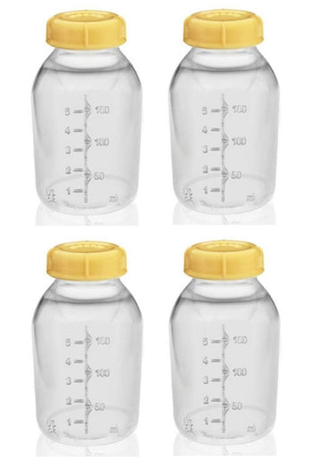 Medela Breast Milk Collection Storage Feeding Bottle W/Lid 5 Oz/ 150 Ml X4