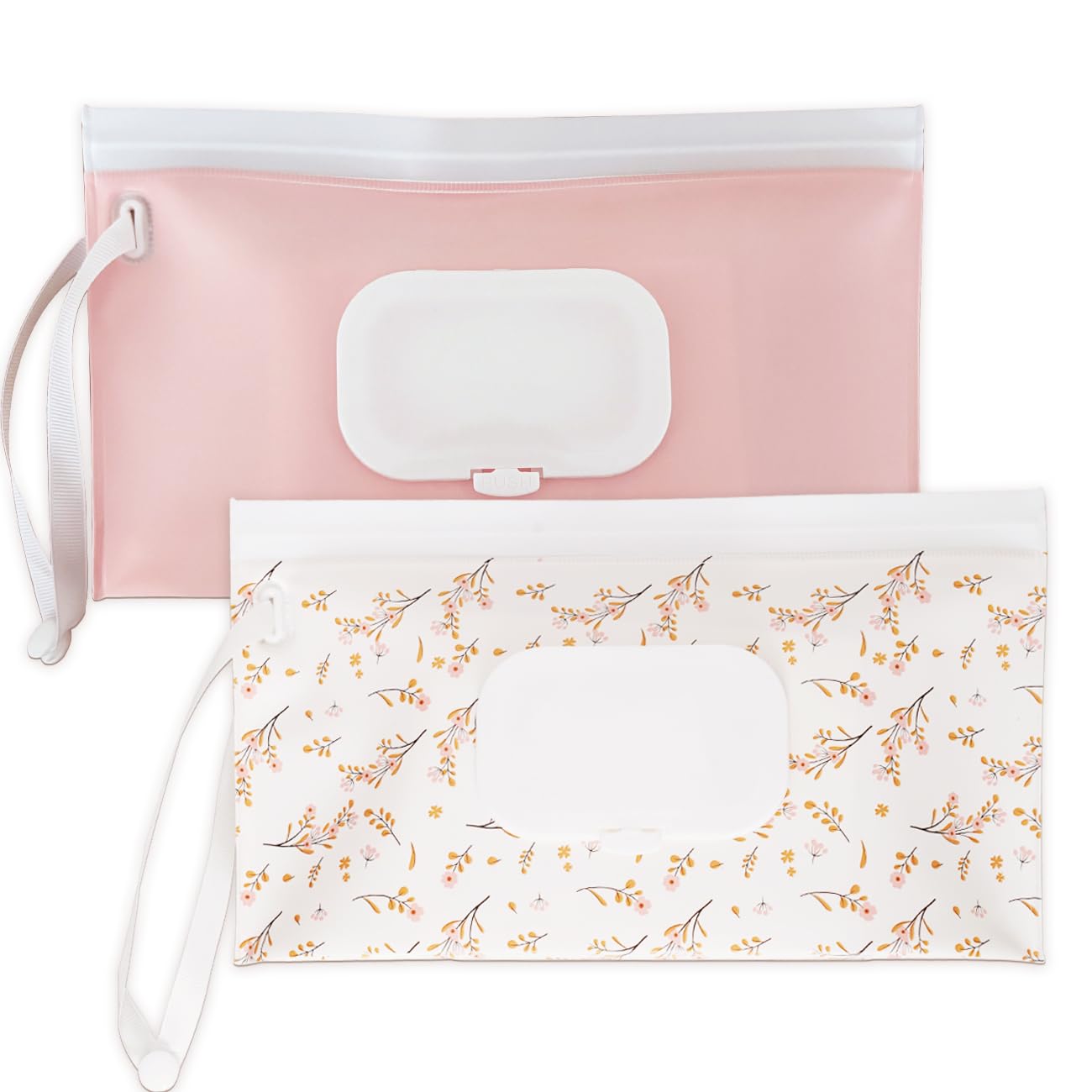 eoscasely Wipe Dispenser and Wipes Container, 2 Pack Reusable Wipes Holder and Travel Wipes Case, Refillable Pouch for Baby Esse