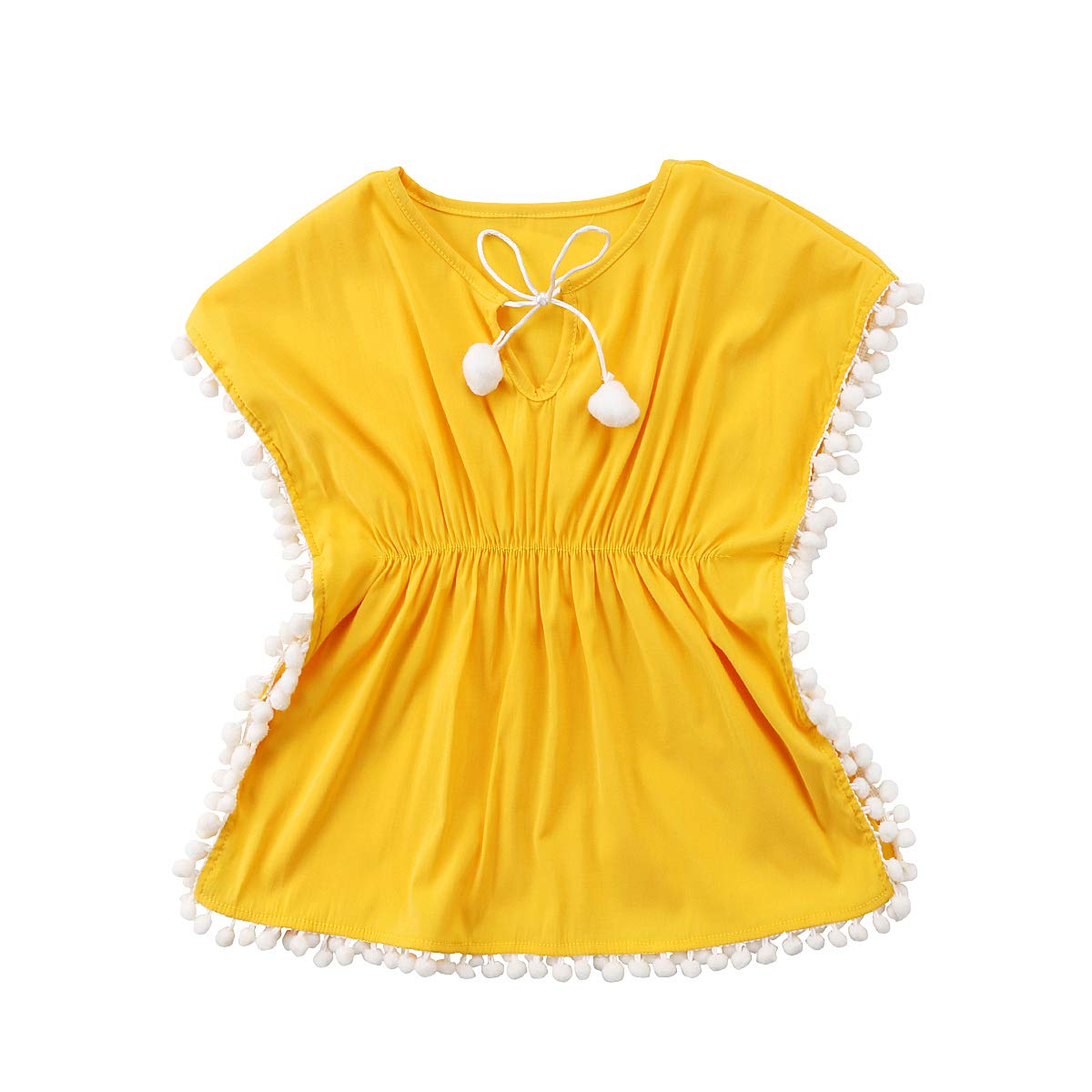Douhoow Toddler Baby Girls Swim Cover-Up Beach Sundress Summer Poncho Rash Guards (Yellow, 6-12M)