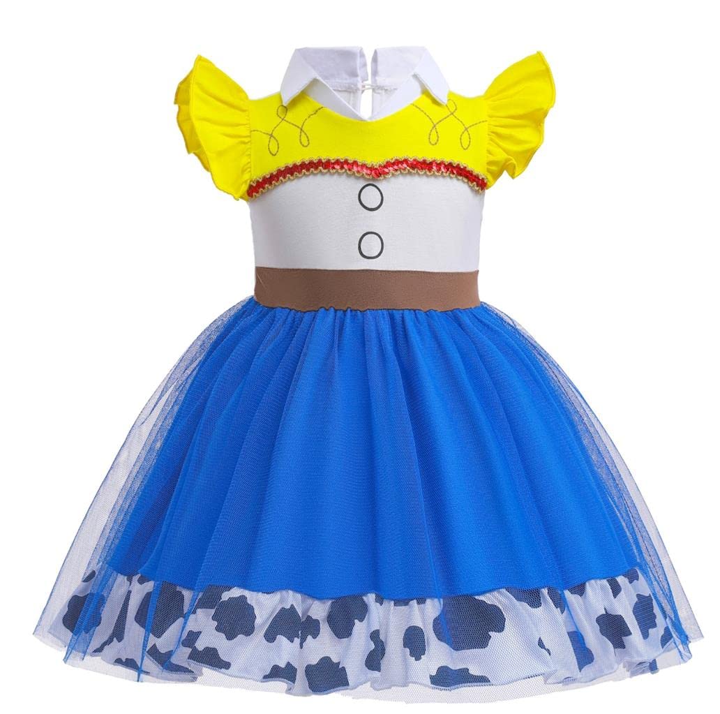 Dressy Daisy Cowgirl Tulle Dress for Baby Girls Halloween Fancy Party Costume Summer Outfits Size 3-6 Months Blue, Style 25