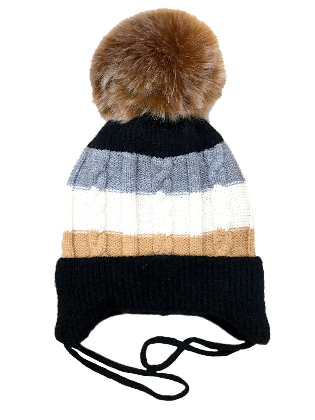 Gajraj Baby BoyS And Baby GirlS Woollen Knitted Earflap Cap (1 Year  3 Years) (Black)