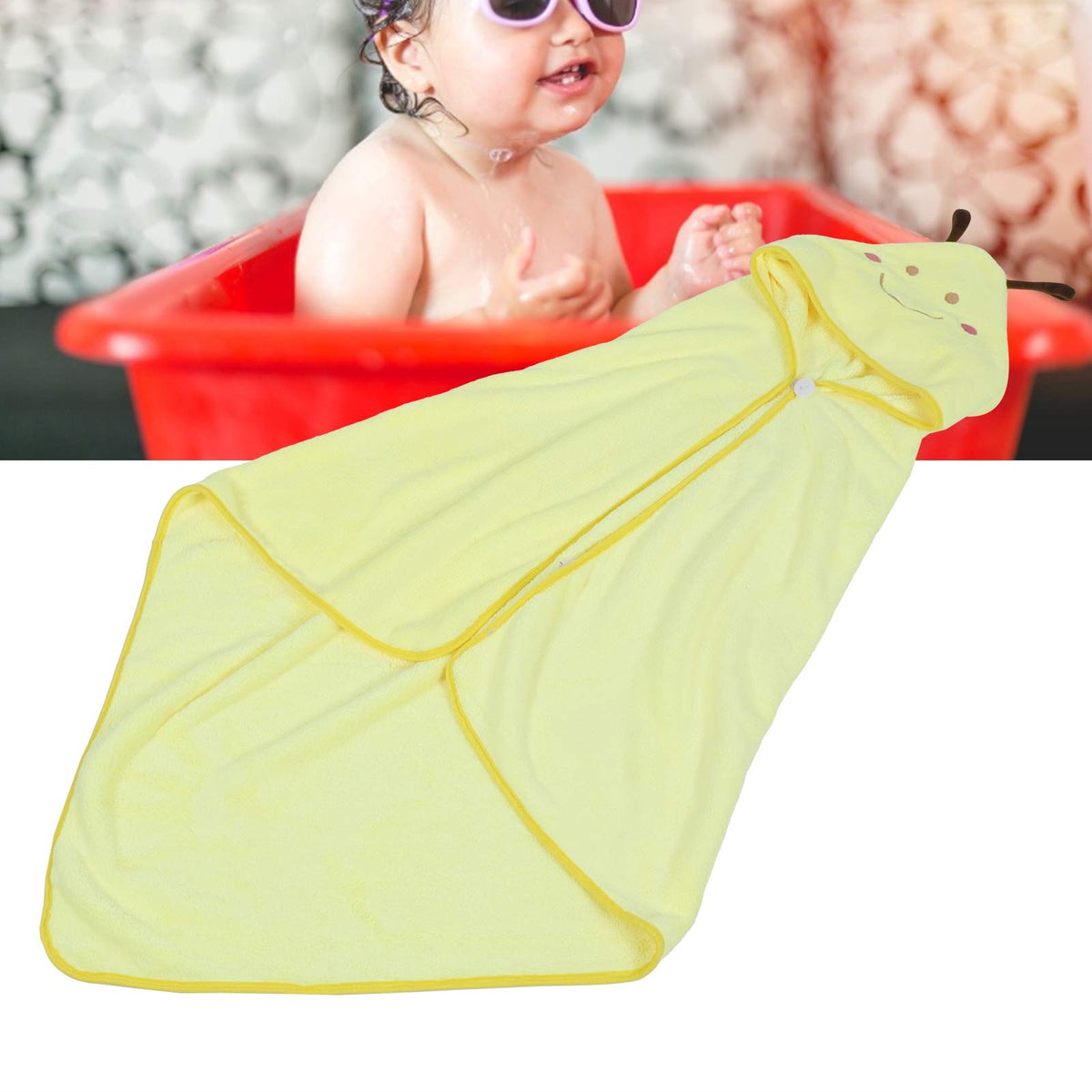 Baby Bath Washcloths, Kids Bath Towel, Thicken Cute Highly Absorbent for Baby Kids(Yellow bee)