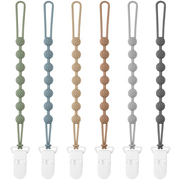 Eascrozn 6 Pack Silicone Pacifier Clip With One-Piece Design For Baby Boys And Girls, Bpa Free Soft Flexible Binky Clips With Te