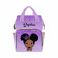 Artsadd Personalized Girl Baby Diaper Bag, Crown Purple Glitter Travel Backpack Casual Daypack Custom Multi-Function Nappy Bag W