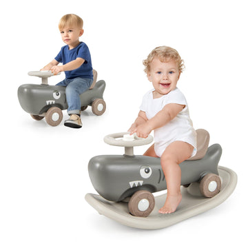 BABY JOY 3 in 1 Rocking Horse, Ride On Push Car for Toddlers w/Detachable Balance Board, Smooth Wheels & Anti-Slip EVA Strips, S