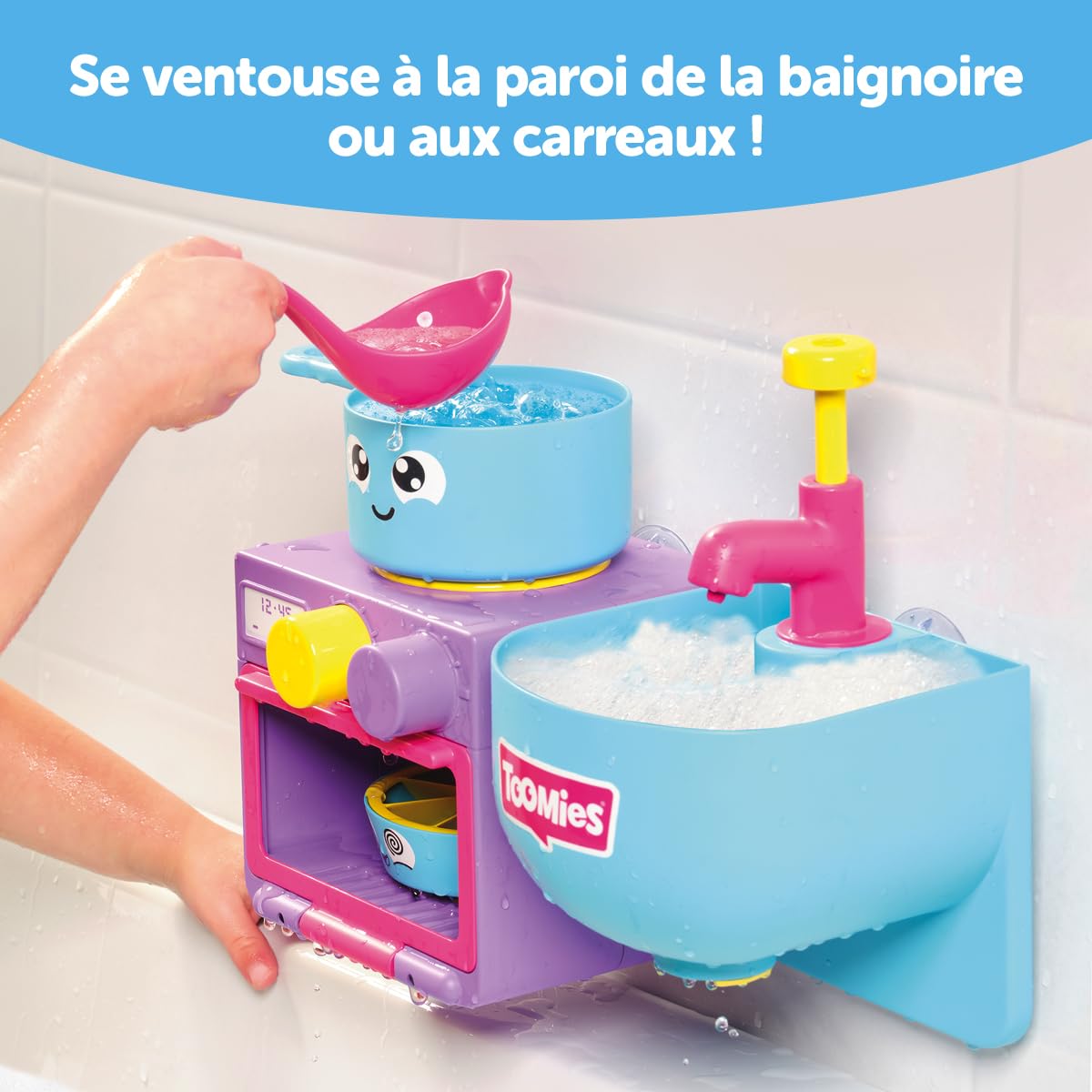 Toomies E73264 Bubble & Bake Bathtime, Bath Toddlers, Kitchen Themed Bubble Making Toy, 2 in 1 Set, Kids Water Play Suitable for