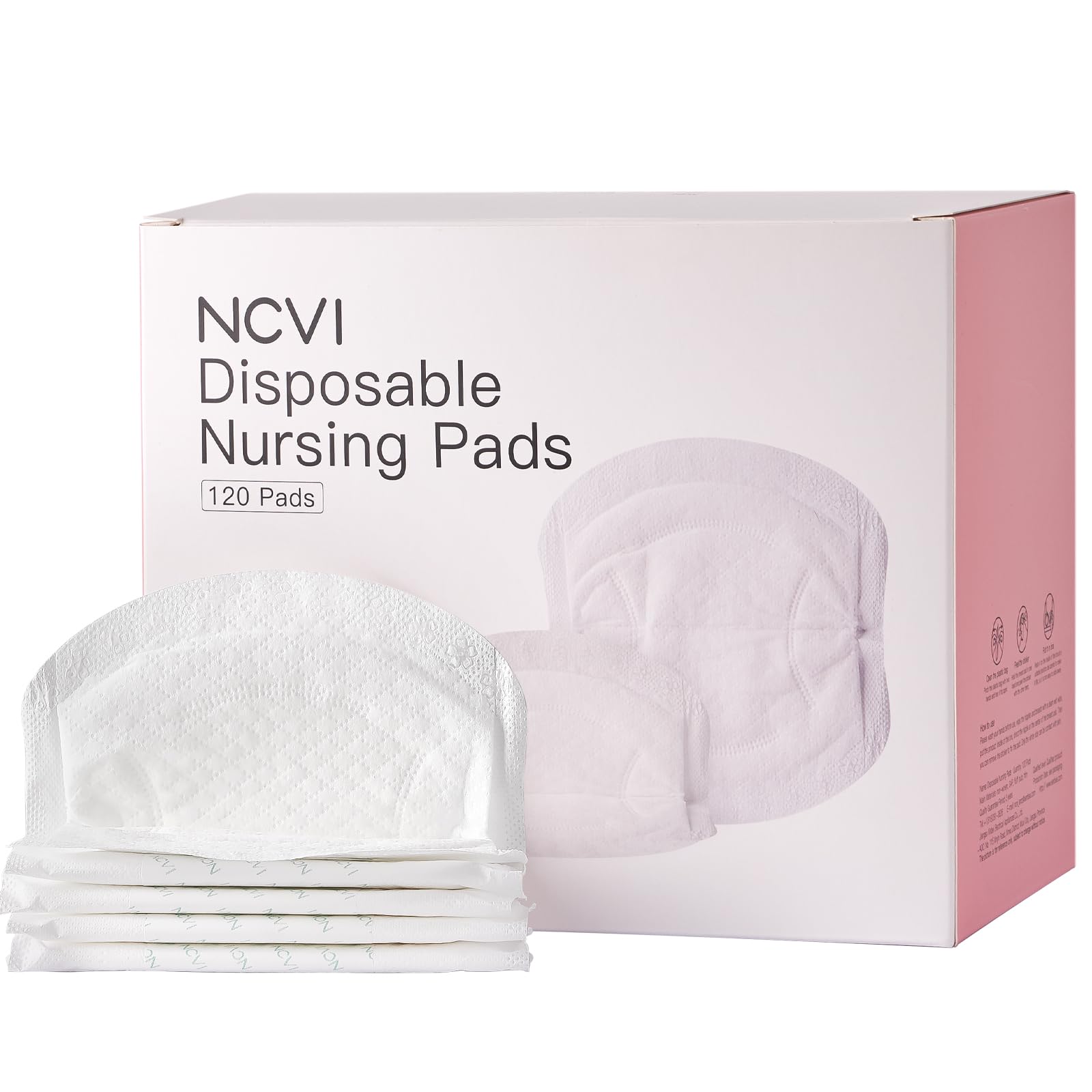 Ncvi Nursing Pads Disposable, Super Absorbent And Keep Dry, 120 Count Breast Pads For Leaking Milk, Soft &Thin Nipple Pads For N