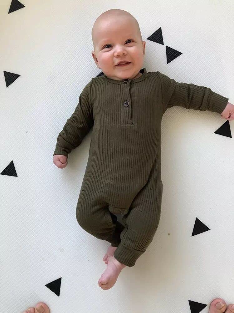 Eghunooy Baby Boy Girl Solid Color One Piece Romper Jumpsuit Outfits Clothes (Newborn) Army Green