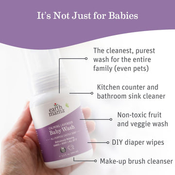 Earth Mama Calming Lavender Baby Wash Liquid Foaming Hand Soap, Organic All-Purpose Lavender Body Wash For Sensitive Skin, Casti