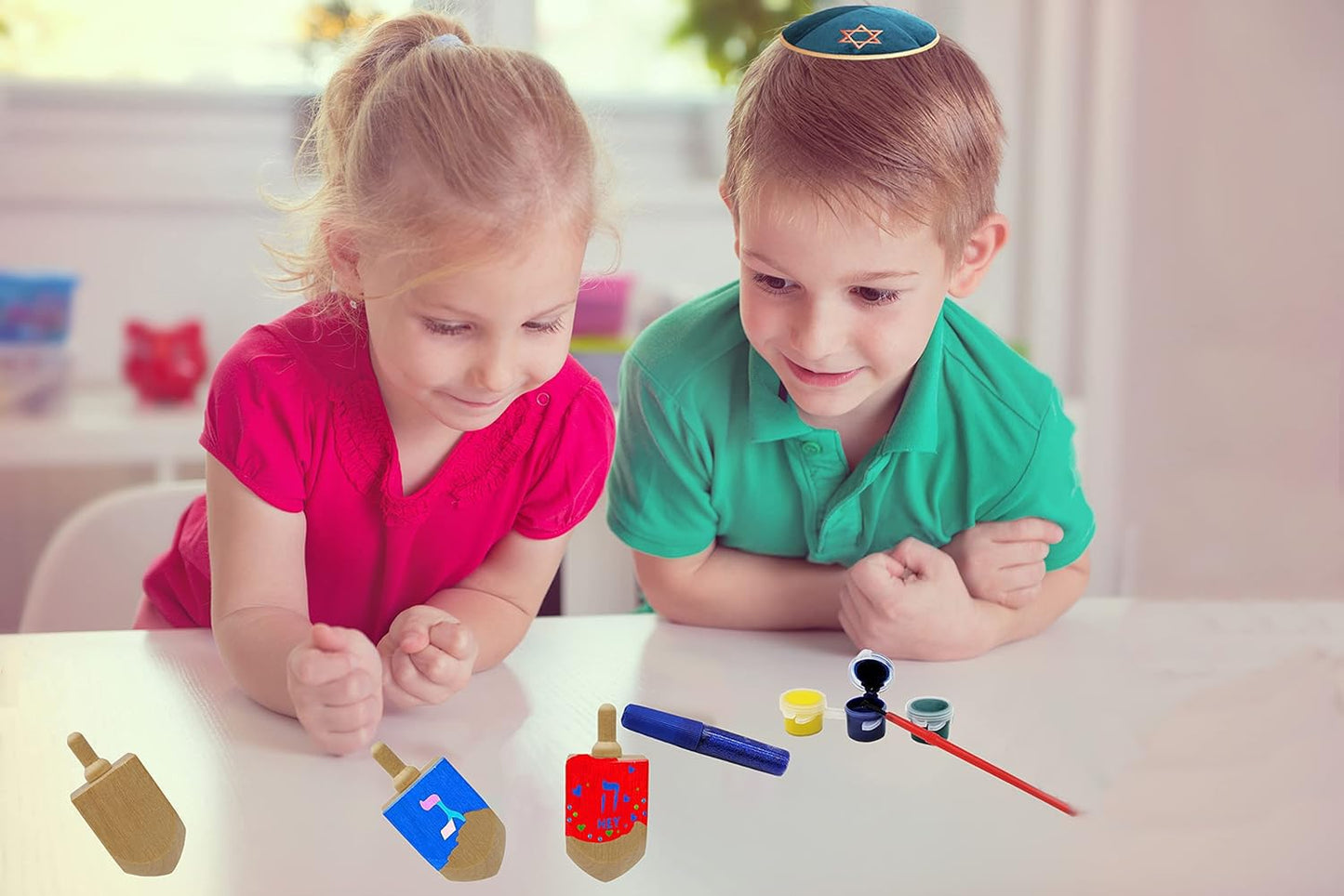 The Dreidel Company Hanukkah Wooden Dreidel, Design Your Own 3' Inch Chanukah Dreidel, Unfinished And Natural (24-Pack)