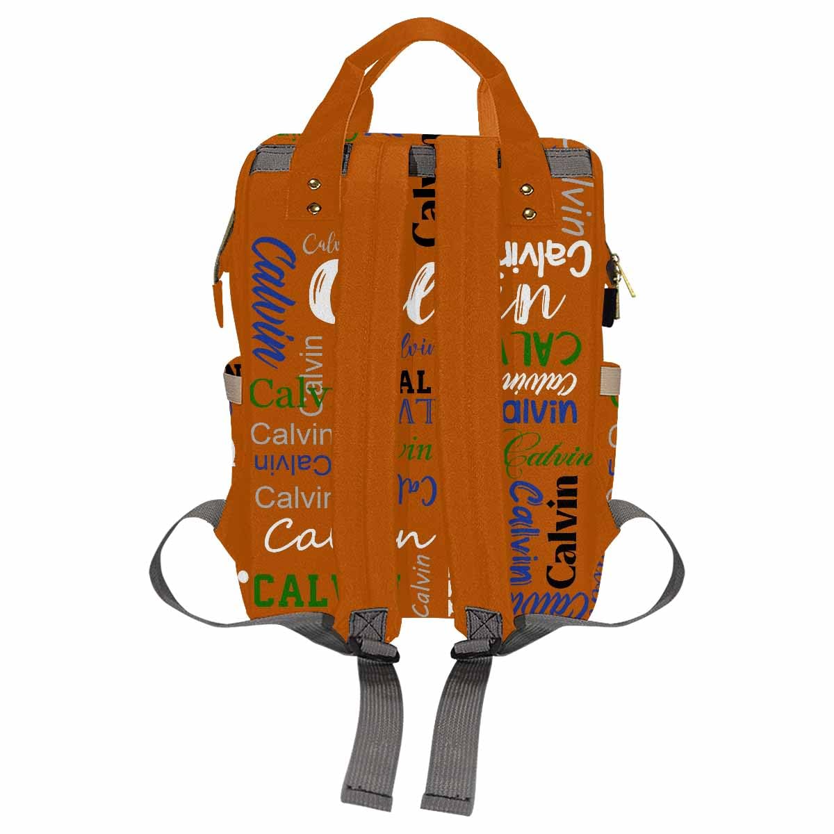Customize Backpack, Personalized Name Text Orange Diapering Bag Backpack Nappy Baby Bags Casual Daypack Travel Shoulder Bag For