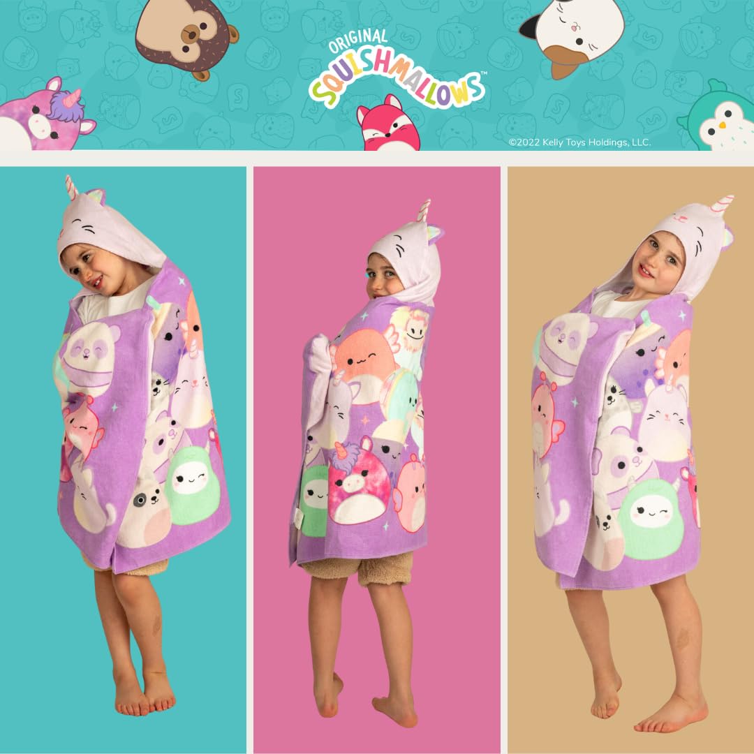 Franco Squishmallows Kids Super Soft Bath/Pool/Beach Soft Cotton Terry Hooded Towel Wrap, 24 In X 50 In, (Officially Licensed Pr