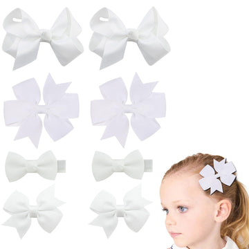 Baby Girls Hair Accessories Set, 8 Pcs Fully Lined Baby Bows 2Inch 3Inch Hair Bows Alligator Clips For Baby Girls Infants Toddle