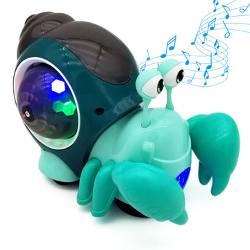 Tipmant Baby Toddler Electric Crab Cute Electronic Animal Vehicle Car Toy Crawl, Play Music, Luminous Light Kids Birthday (Green