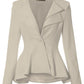 Women Double Notch Lapel Office Blazer Jk43864 1073T Stone 1X