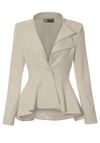 Women Double Notch Lapel Office Blazer Jk43864 1073T Stone 1X