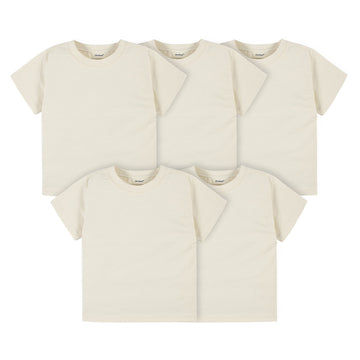 Gerber Baby Toddler 5-Pack Solid Short Sleeve T-Shirts Jersey 160 Gsm, Natural, 4T