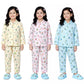 BORNLOV Girls Cotton Printed Pajama Set, Yellow, Pink and Blue Long Sleeve Shirt and Pants, Pack of 3  (2 Years3 Years)