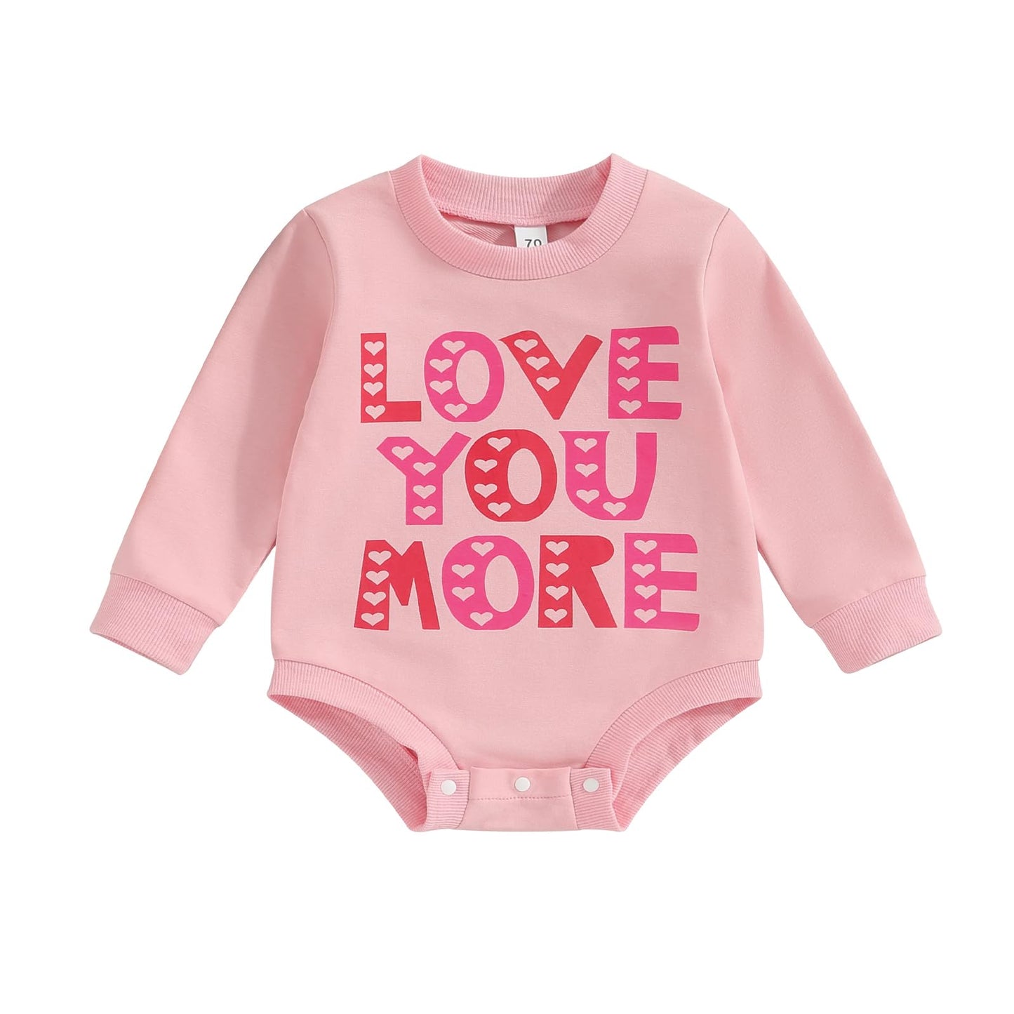 Baby Girl Boy Valentines Day Outfit Jumpsuit Love Heart Print Long Sleeve Sweatshirt Romper Onesie Newborn Clothes (Pink, 18-24